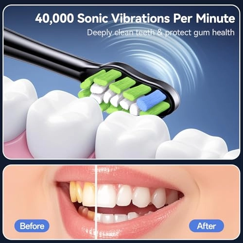 WS-7008 - Sonic Electric Toothbrush 40,000 times per minute 8 Brush Heads White