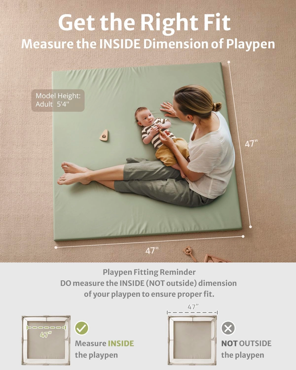 Vegan Leather Baby Play Mat - 50x50 Taupe