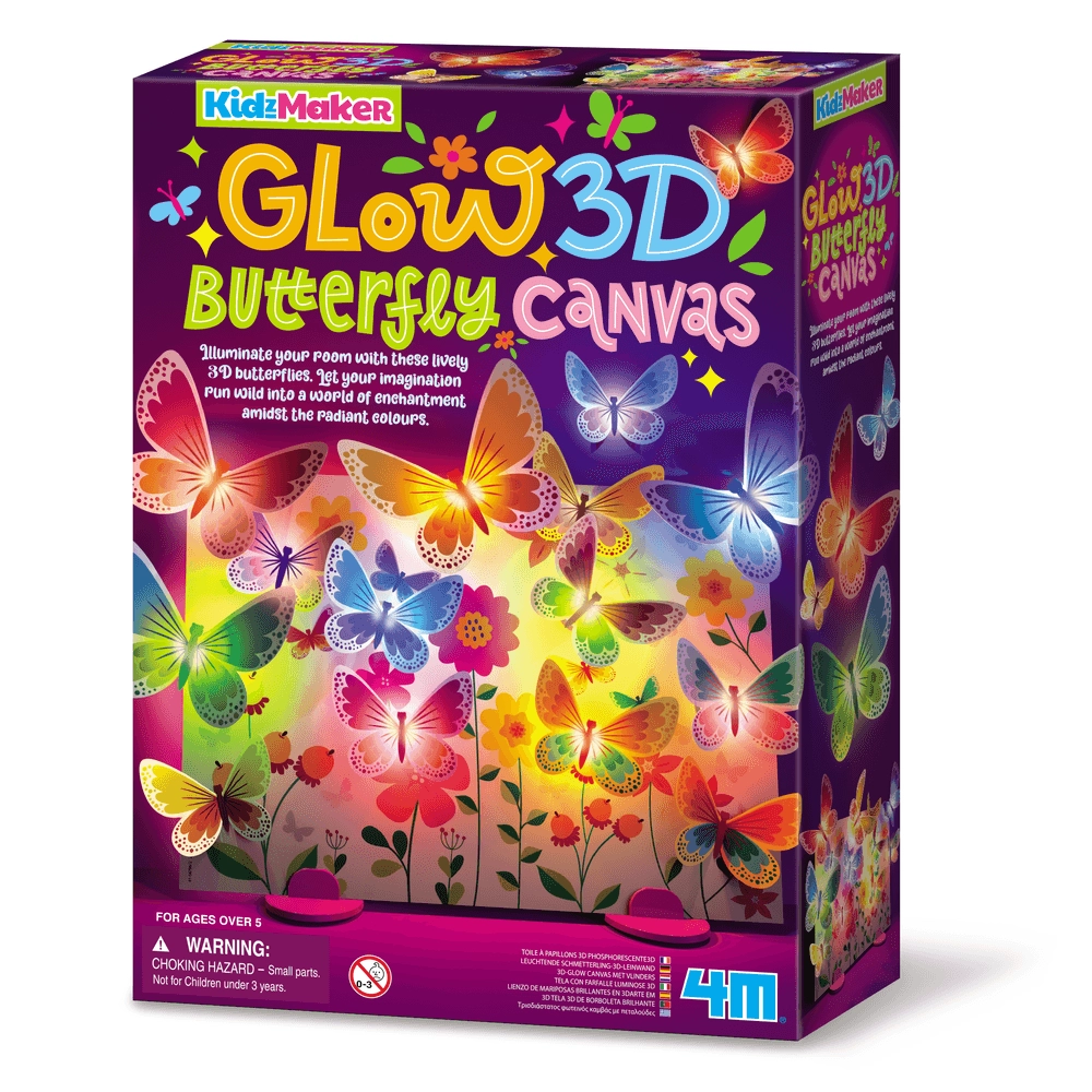 4M KidzMaker 3D Glow Butterfly Canvas Craft Kit