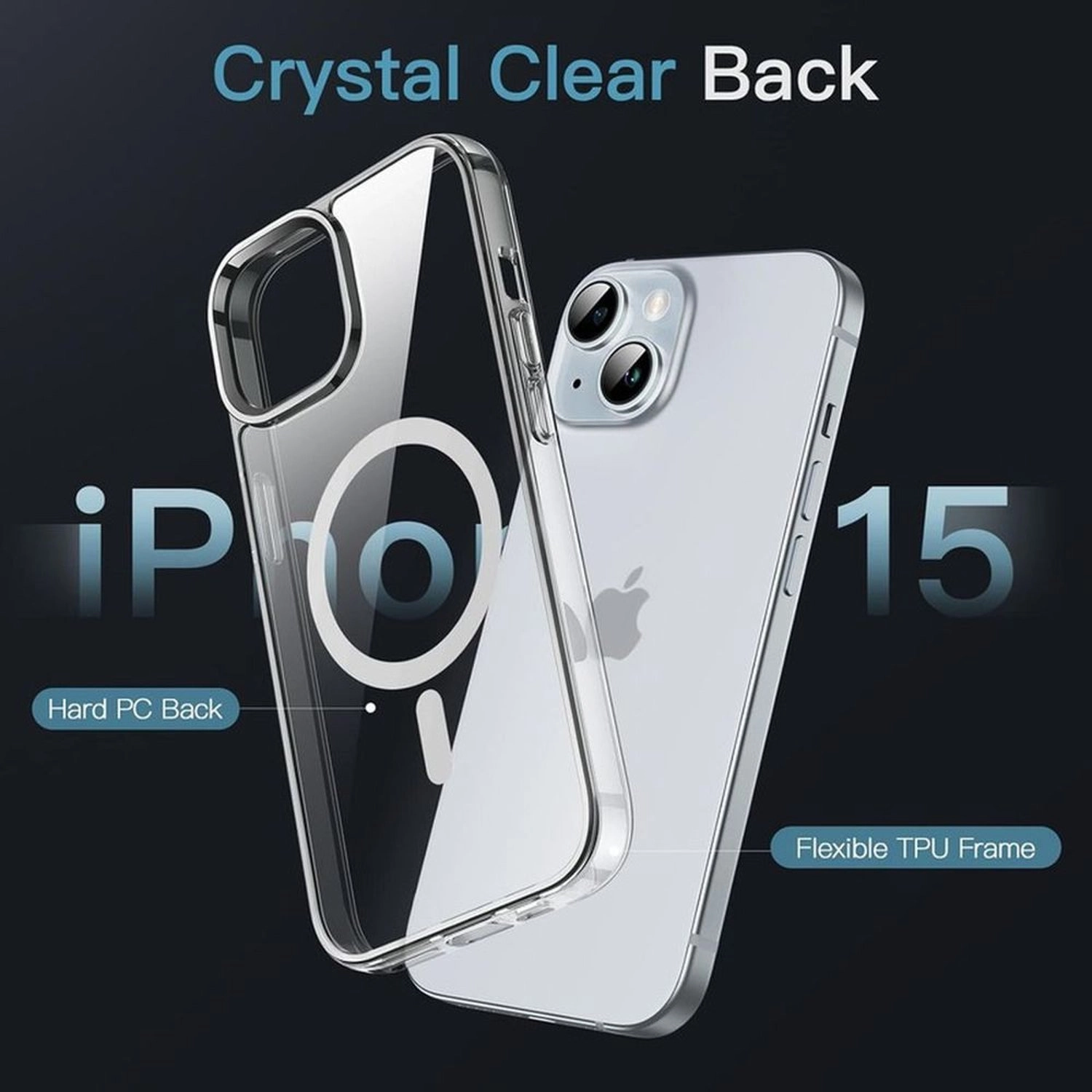 Clear Case with Screen Protector - Soft TPU for iPhone 15