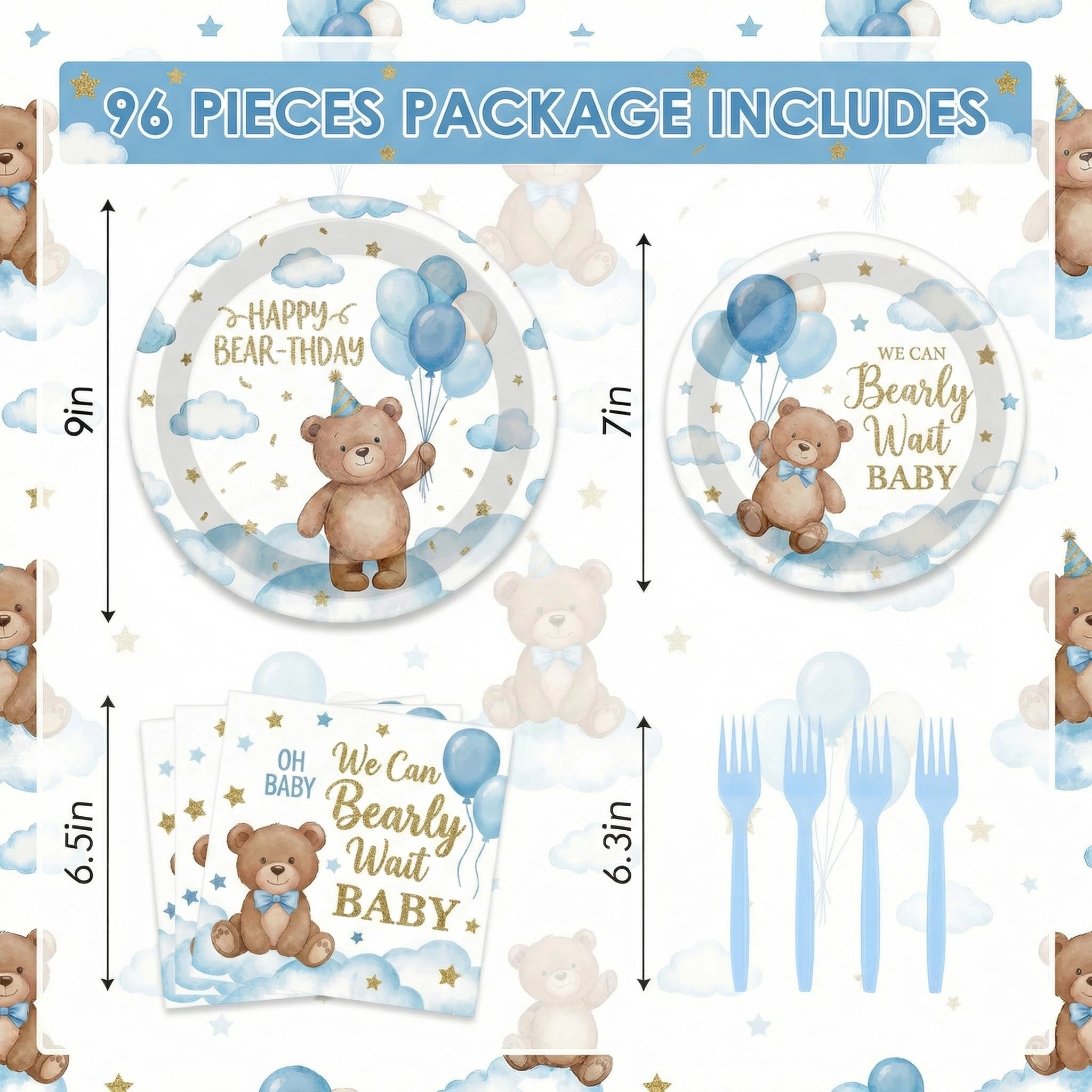 Happy Birthday Party Decorations Tableware Set - 96 Pcs