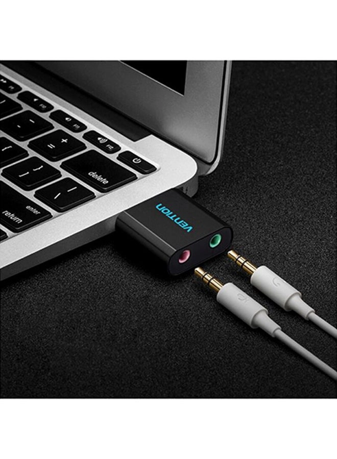 USB External Sound Card - Stereo Earphone Mic Adapter for PC/Laptop/PS4
