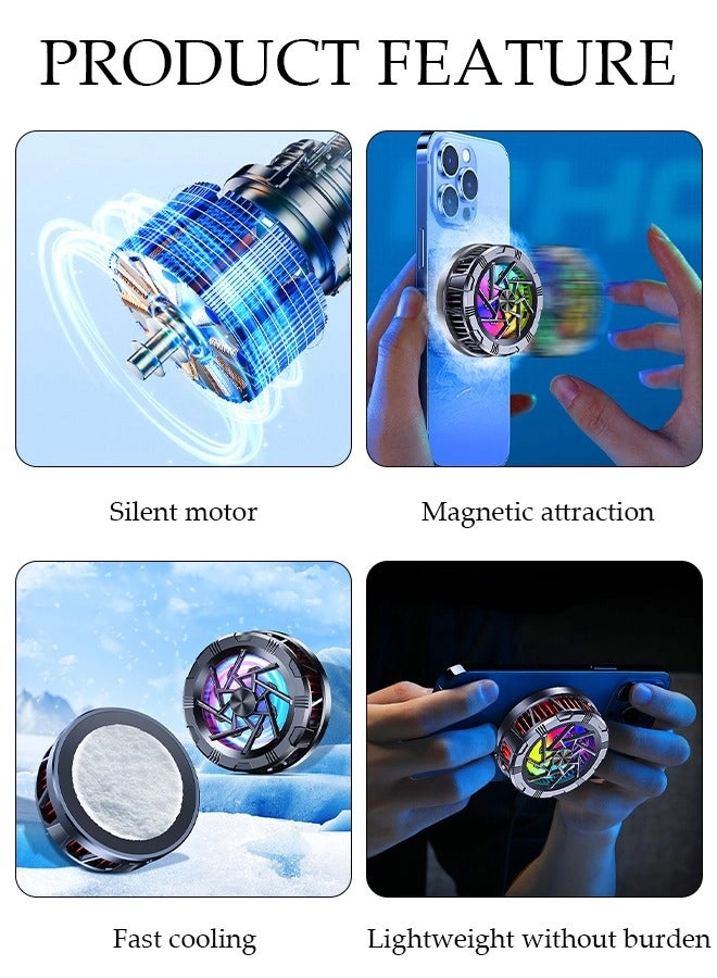 Magnetic Semi-Conductor Phone Cooling Fan - 2 Speed RGB Lights