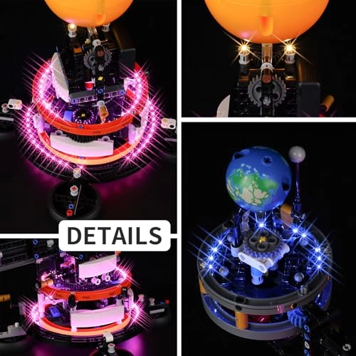 LED Light Kit - ABS Technic Planet Earth and Moon in Orbit for LEGO 42179 Building Model Set Classic Version
