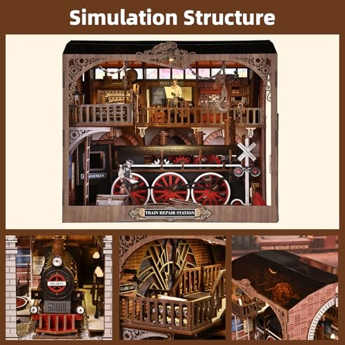 Book Nook - Train Repair Station Wood