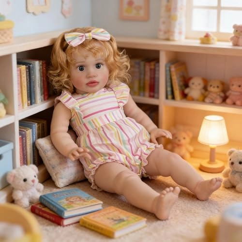 Pippa Reborn Baby Doll - 26 inch Cotton Vinyl Hand-rooted Curly Hair Ages 3+