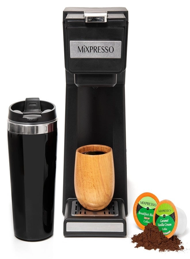 Mixpresso Personal Single Serve - 14oz Travel Mug Auto Shut Off Reusable Filter Bundle
