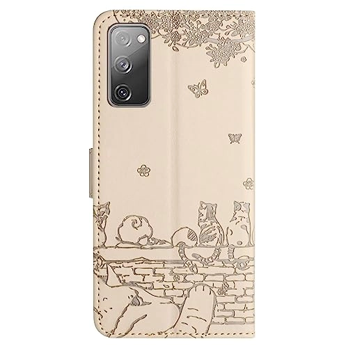 Cute Cat PU Leather Wallet Embossed Flip Cover for Samsung Galaxy S20 FE