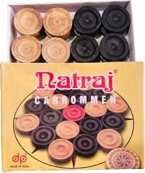 Kalindri Sports Carrom Coins - Wooden 24 PCS Natraj