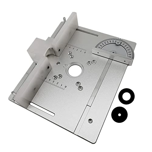 Router Table Insert Plate - 240 x 200mm Aluminum Alloy + Backer Plate + 180° Angle Gauge