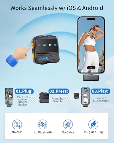 Wireless Lavalier Microphone - 30H+ Battery Life USB Type-C