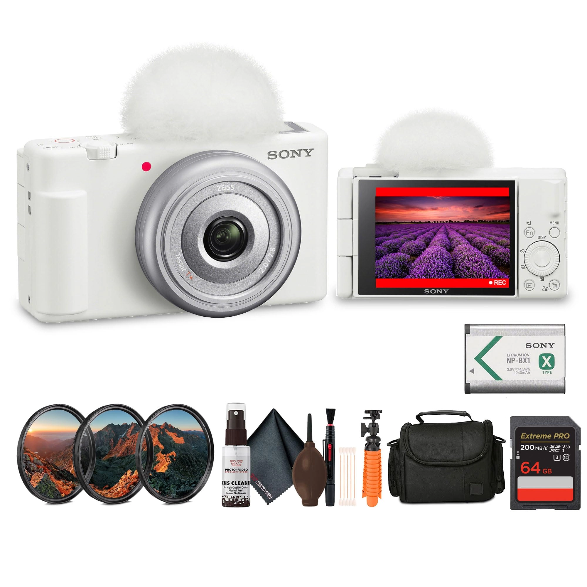 ZV-1F + 128GB Extreme Memory + Mic + Video Light + Editing Software + U-Grip + Tripod