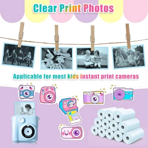 Instant Print Paper Rolls - 12 Rolls 2.2in × 20ft