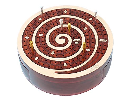 Spiral Shape 2 Track Non-Continuous Cribbage Board - 60 Points Push Drawer Storage