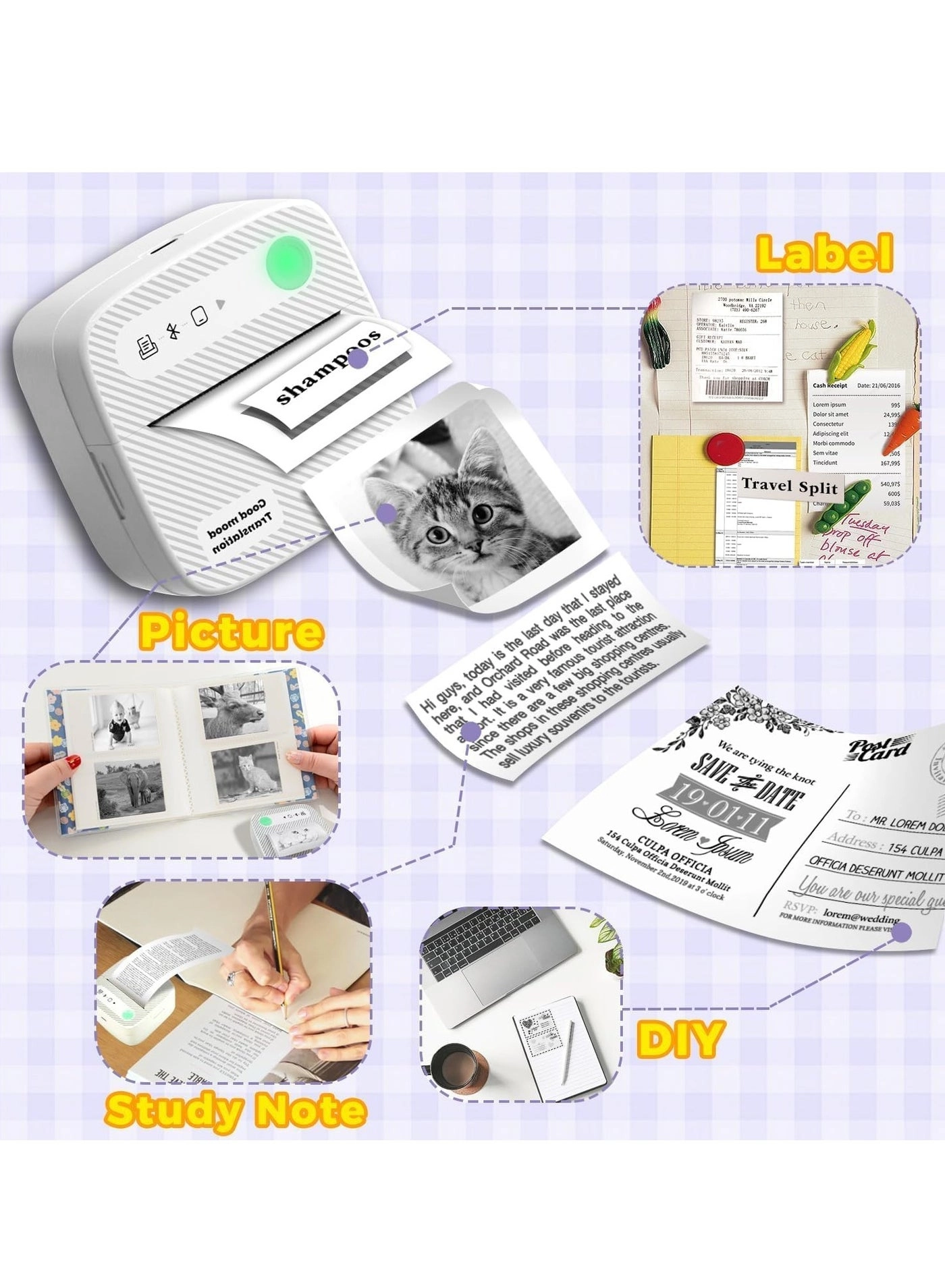 Bluetooth Mini Label Printer - Inkless Thermal 30mm