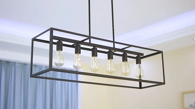 6 Light Rectangle Chandelier - Dimmable