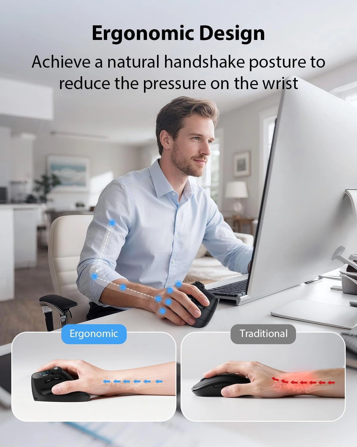 Vertical Ergonomic Mouse - 2.4G Bluetooth