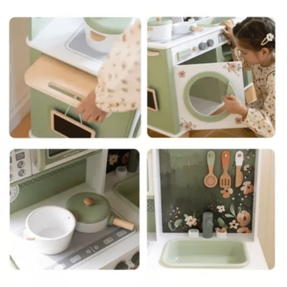 Kids Wooden Kitchen Pretend Play Set - 10 pcs+ (5551007-FN24032)