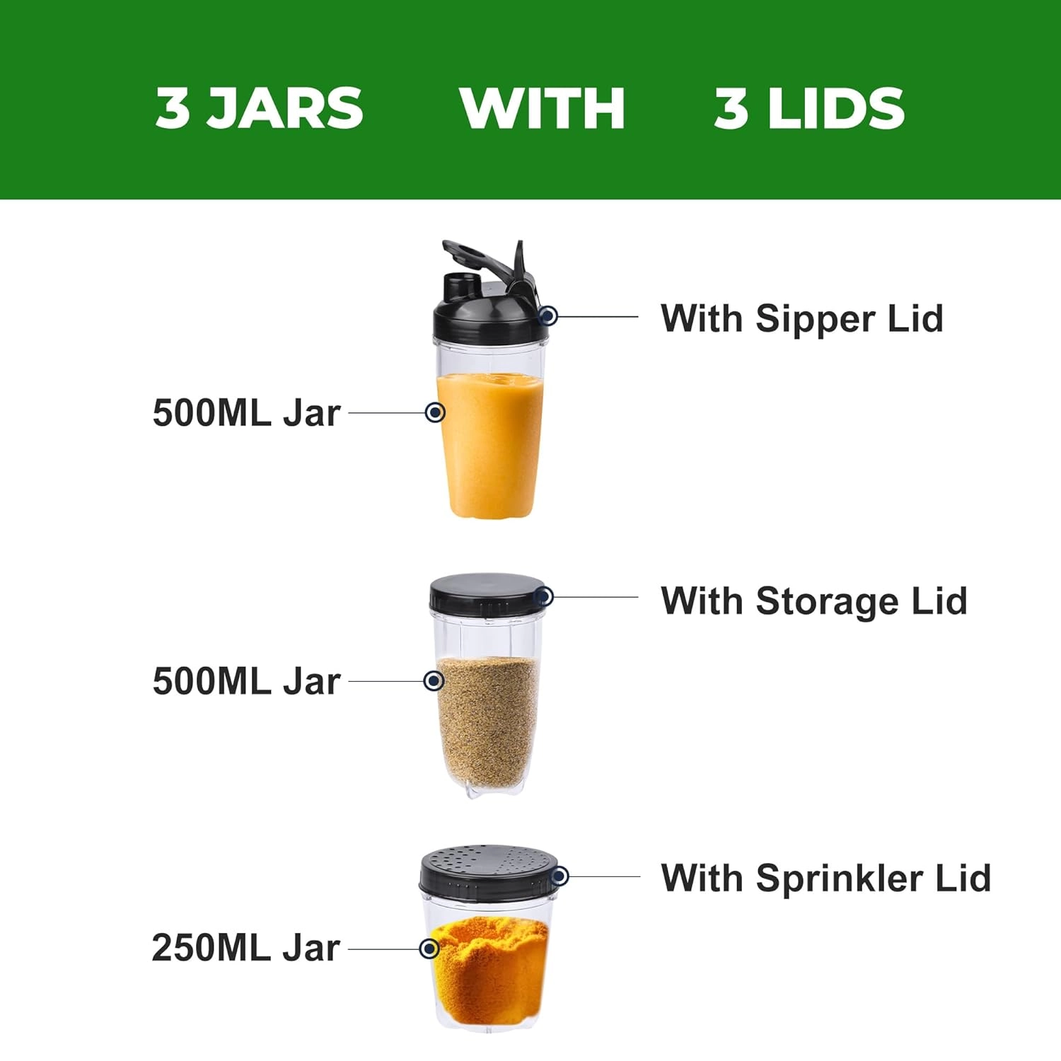 Bullet Mixer Grinder - Nutri Blender 3 Jars Surgical Stainless Steel Blades