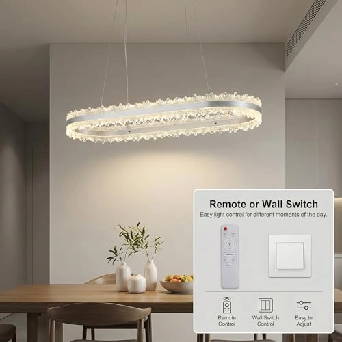 LED Ring Chandelier Oval - 3000K/4500K/6000K Stepless Dimming