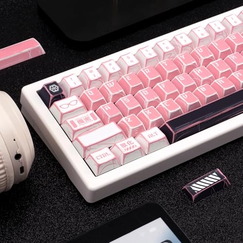 150-Key Black and White Manga PBT Keycaps - ANSI ISO Keycap Puller