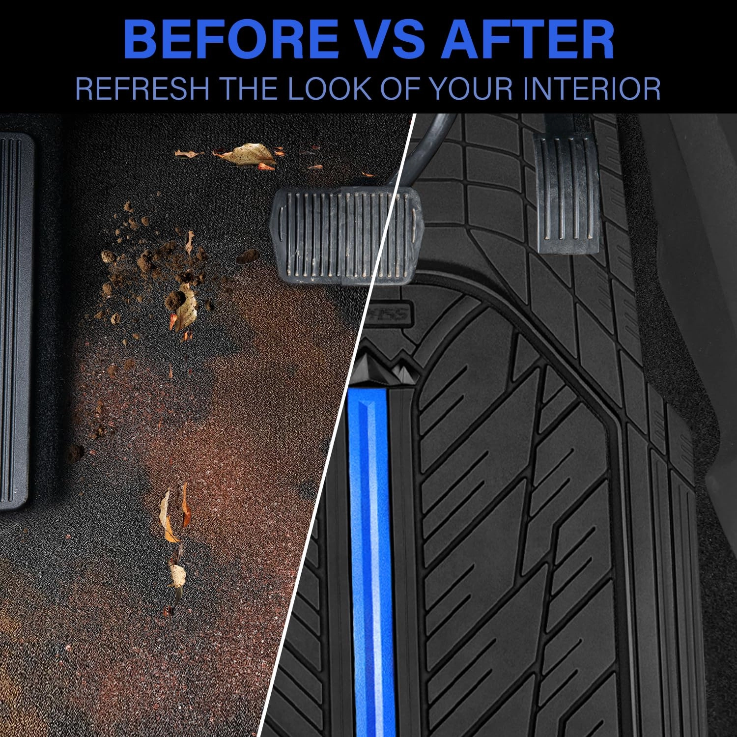 Rubber Floor Mats - All Weather Trim-to-Fit 3-Piece