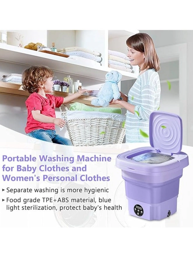 Portable Washing Machine, Portable Washer,8L, Mini Washing Machine, Foldable,Small Washer for Baby Clothes, Underwear or Small Items, Camping&Travel Laundry, Small Size,Space Saving(purple)