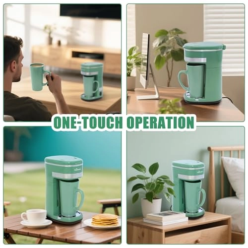 Single Serve Coffee Maker - Reusable Filter One-touch Control Portable