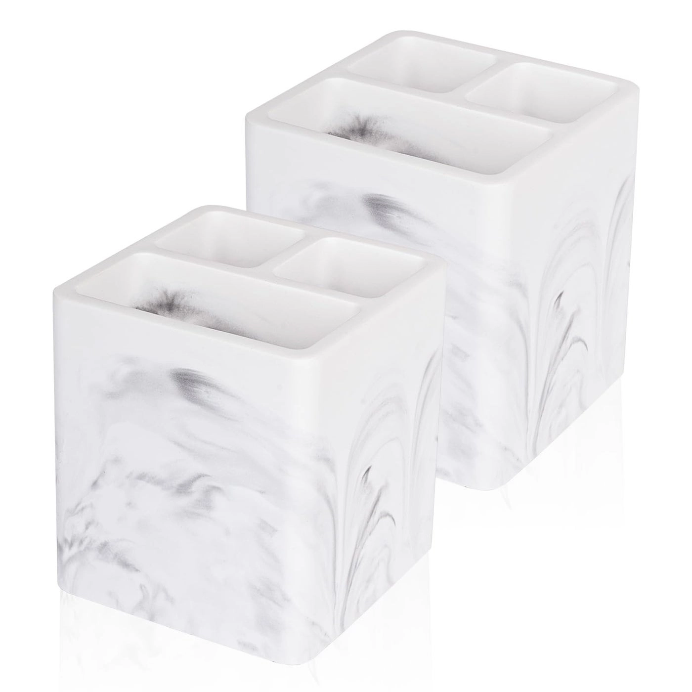 Heagoale Diatomite Toothbrush Holders - 3 Slots 2 Pack Marble White