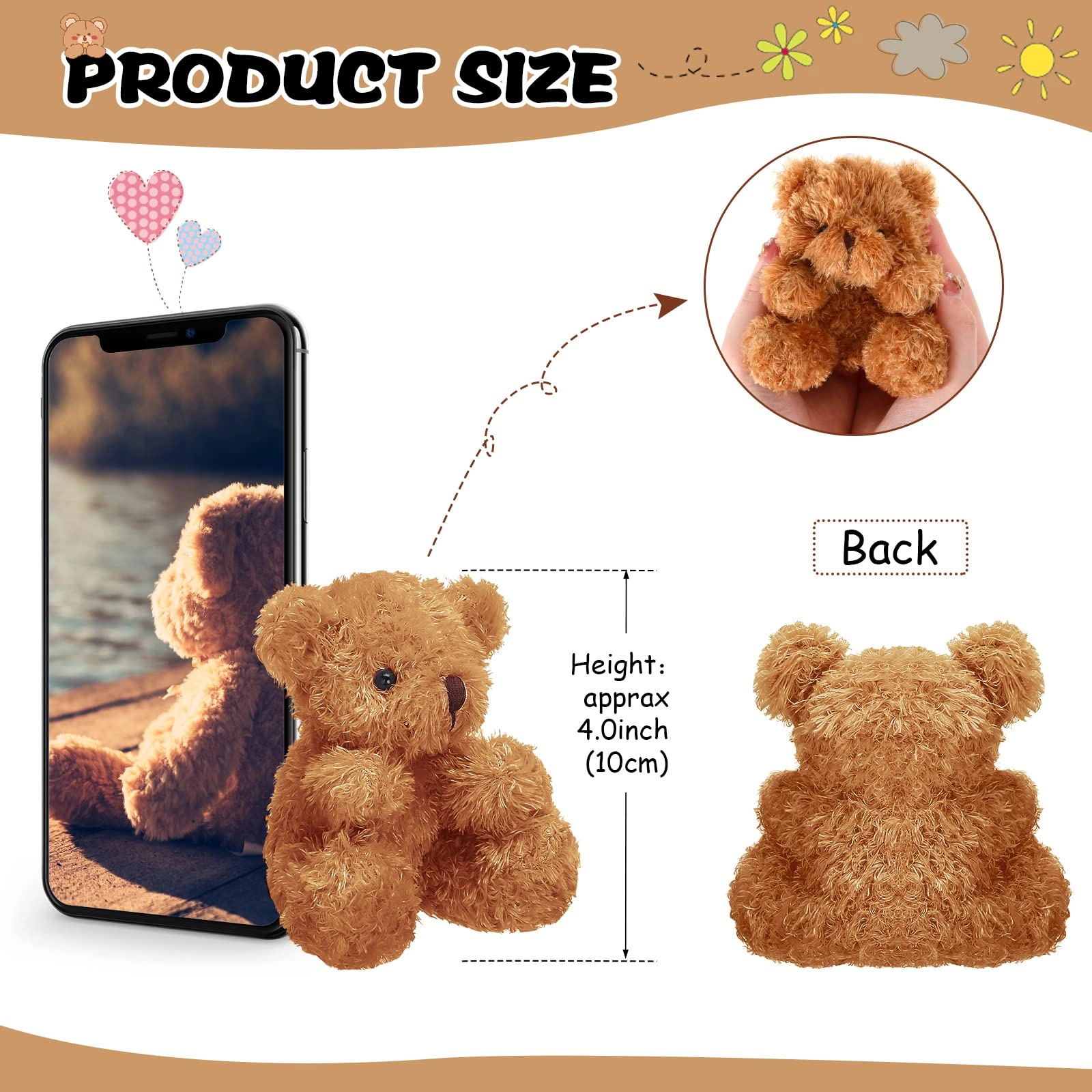Bear 10 cm Plush - 24 Count Keychain