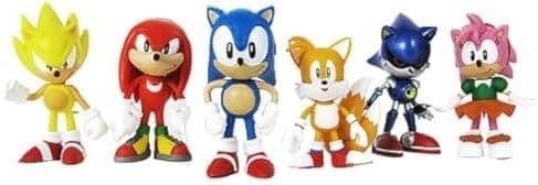 Jazwares Sonic + Tails + Metal Sonic + Super Sonic + Knuckles + Amy - Sonic the Hedgehog - 6 pcs