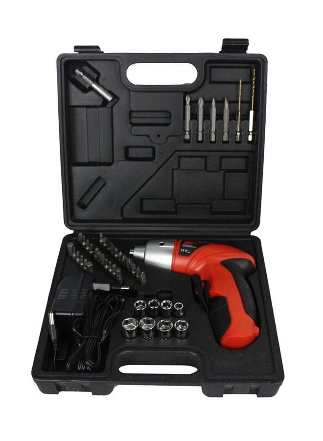 JUCO Cordless Screwdriver Set - 44-Piece 4.8V Black/Red 8 cm