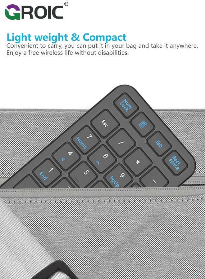 Wireless Number Pad - 22 Keys Bluetooth 5.0 Slim