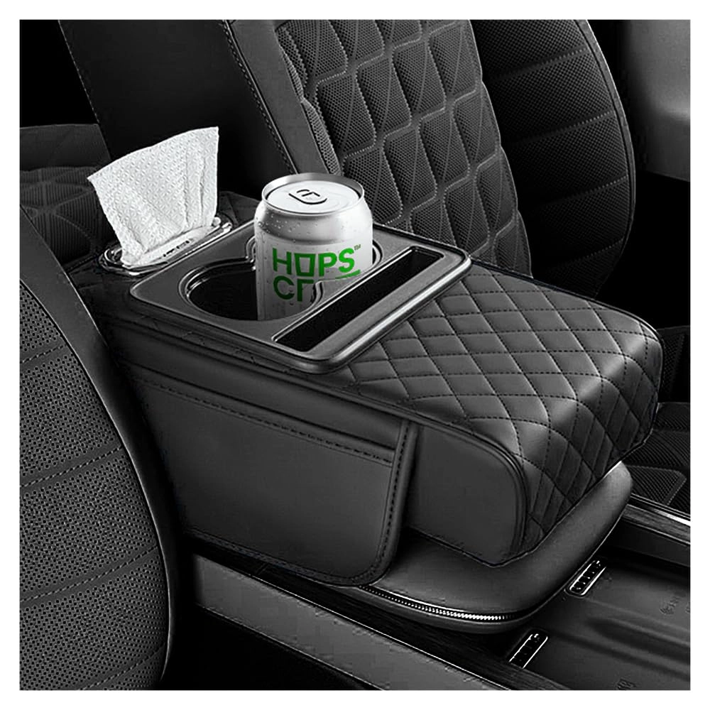 carleef Car Center Console Cover - 5-in-1 Leather Height Enhancement