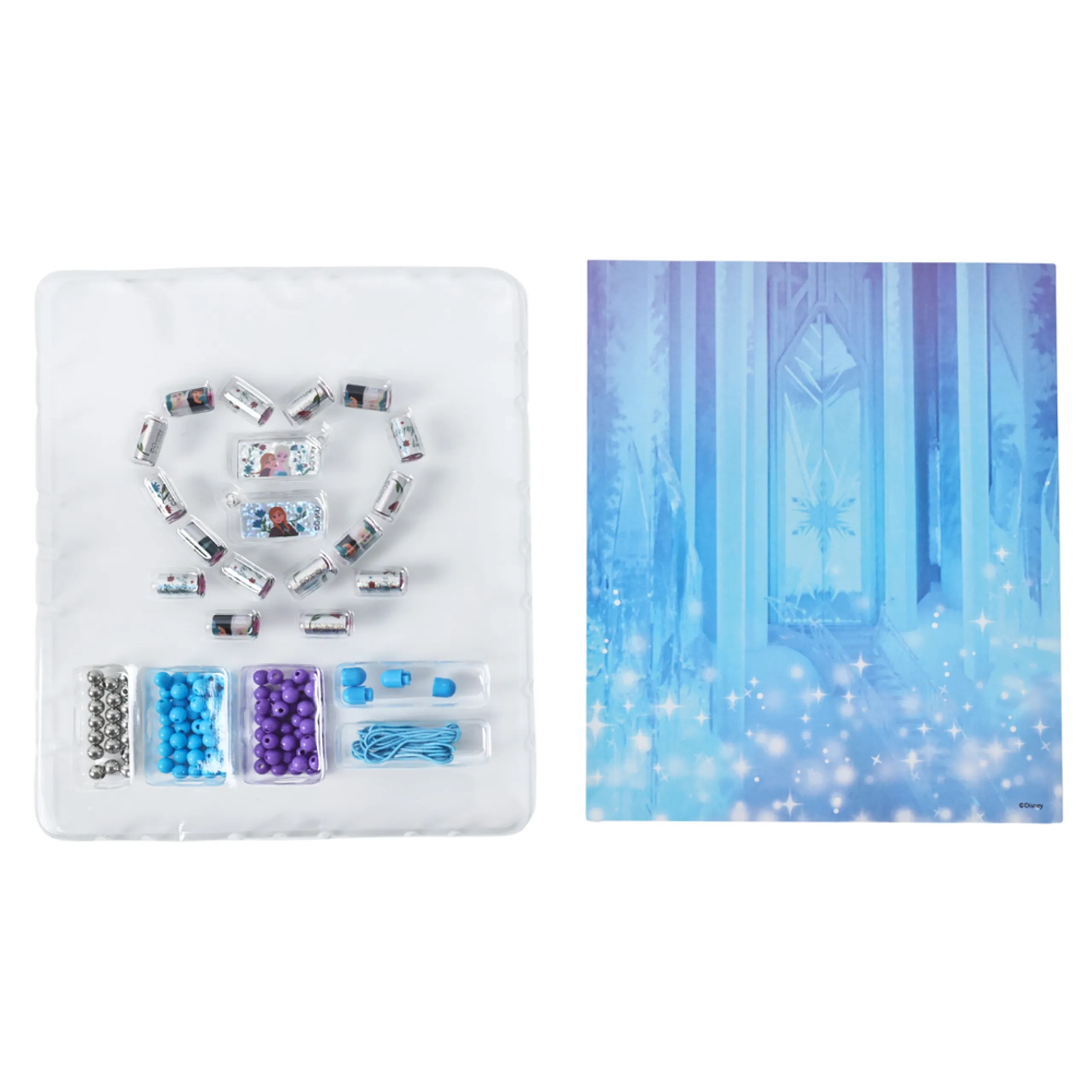 Frozen Holographic Sticker Bead Bracelet Making Craft Set - 160pc Heart-Shaped