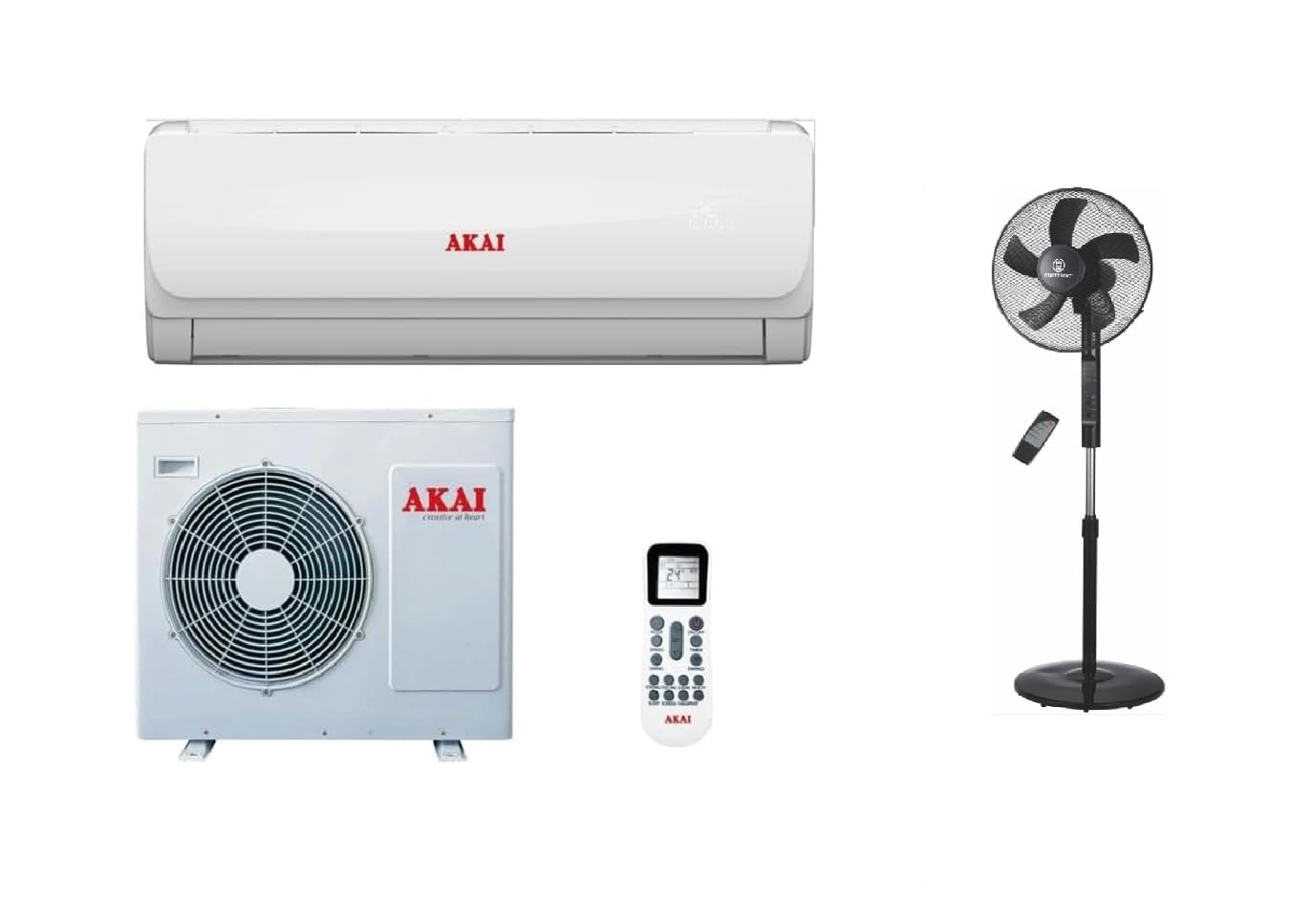 Akai ACMA-M18T3R4 - 1.5 Tons + WSUS-1625RCN - Pedestal Fan with Remote