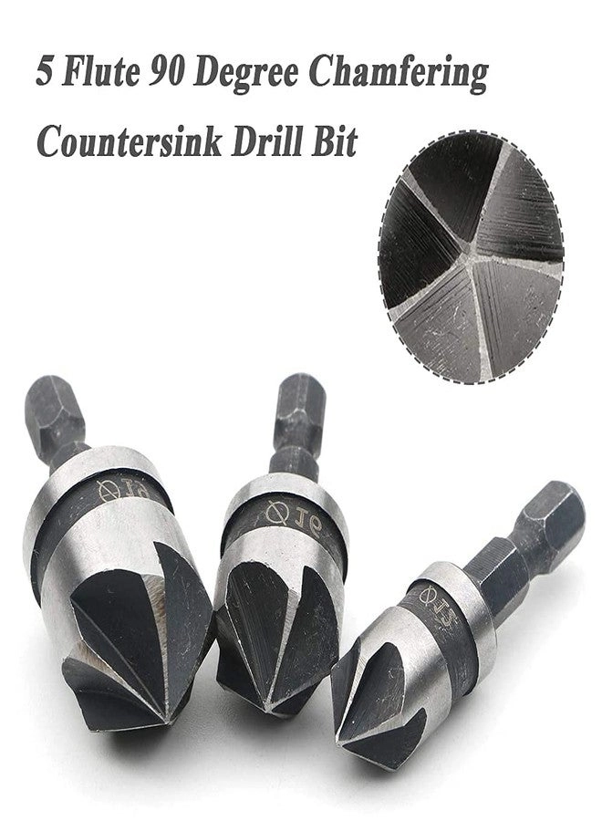 Chamfering Countersink Drill Bit - HSS 3 Pieces 12mm 16mm 19mm