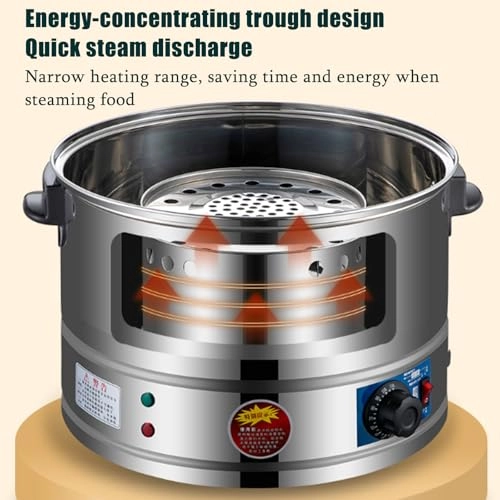 Electric Food Steamer - 3 Tier Stainless Steel 40/47/52CM
