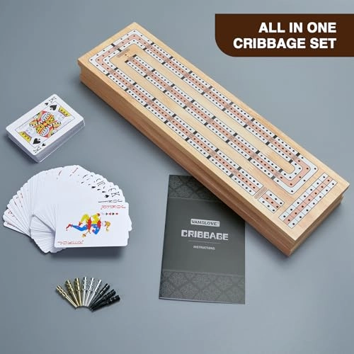 Cribbage Board - Magnetic 3-Track Scoreboard 9 Metal Pegs