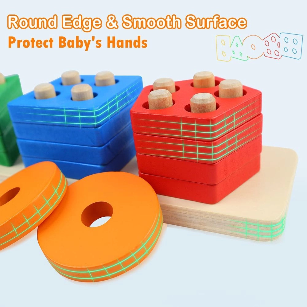 Montessori Shape Sorting Stacking - Suitable for 3 years & above 21 pieces
