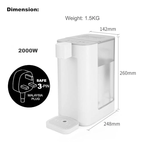 Electric Instant Hot Water Dispenser - 3L