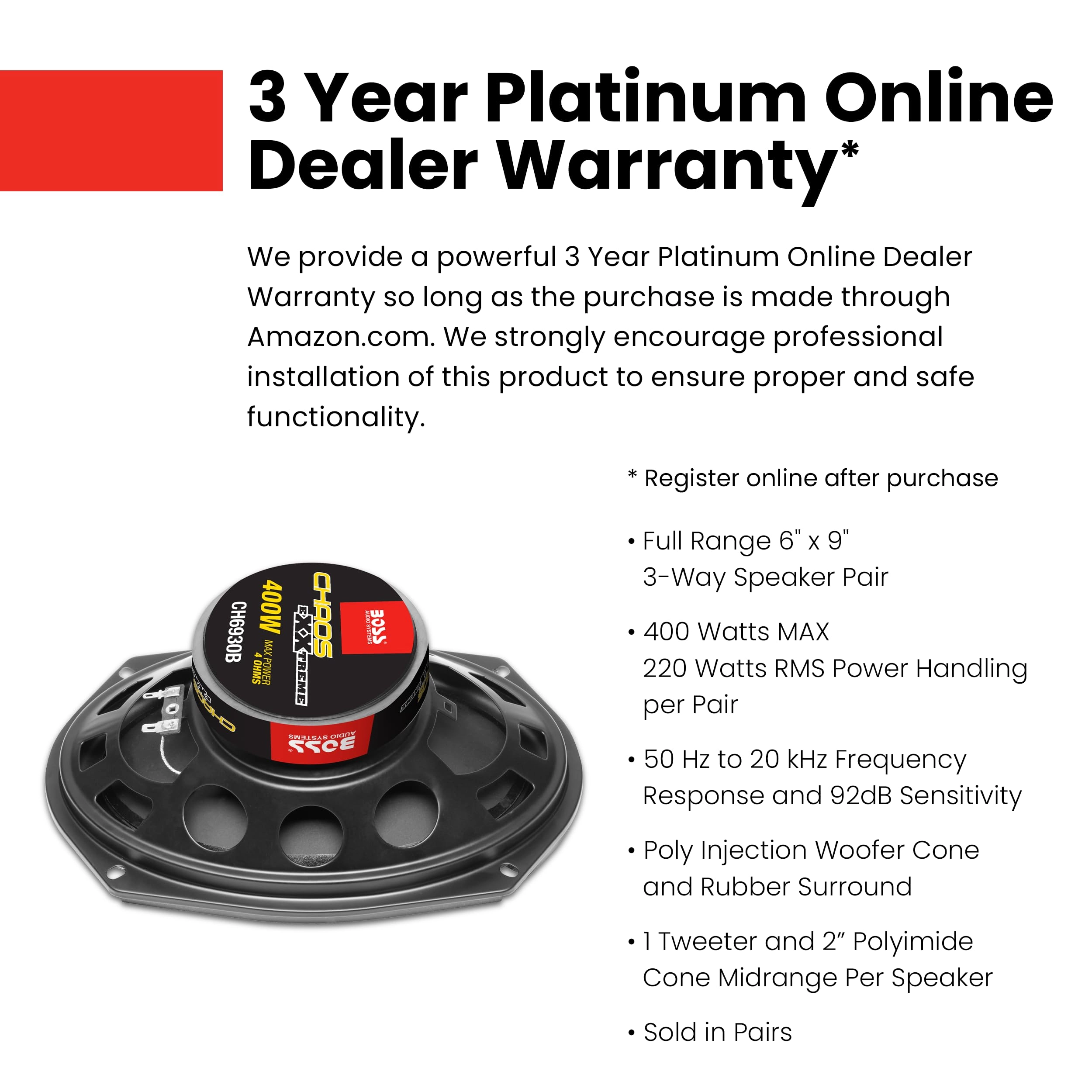 CH6930 - 6 x 9 Inch 3-Way Full Range Audio