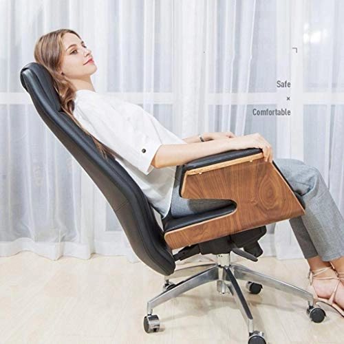 Desk Chair - PU Leather Brown High Back
