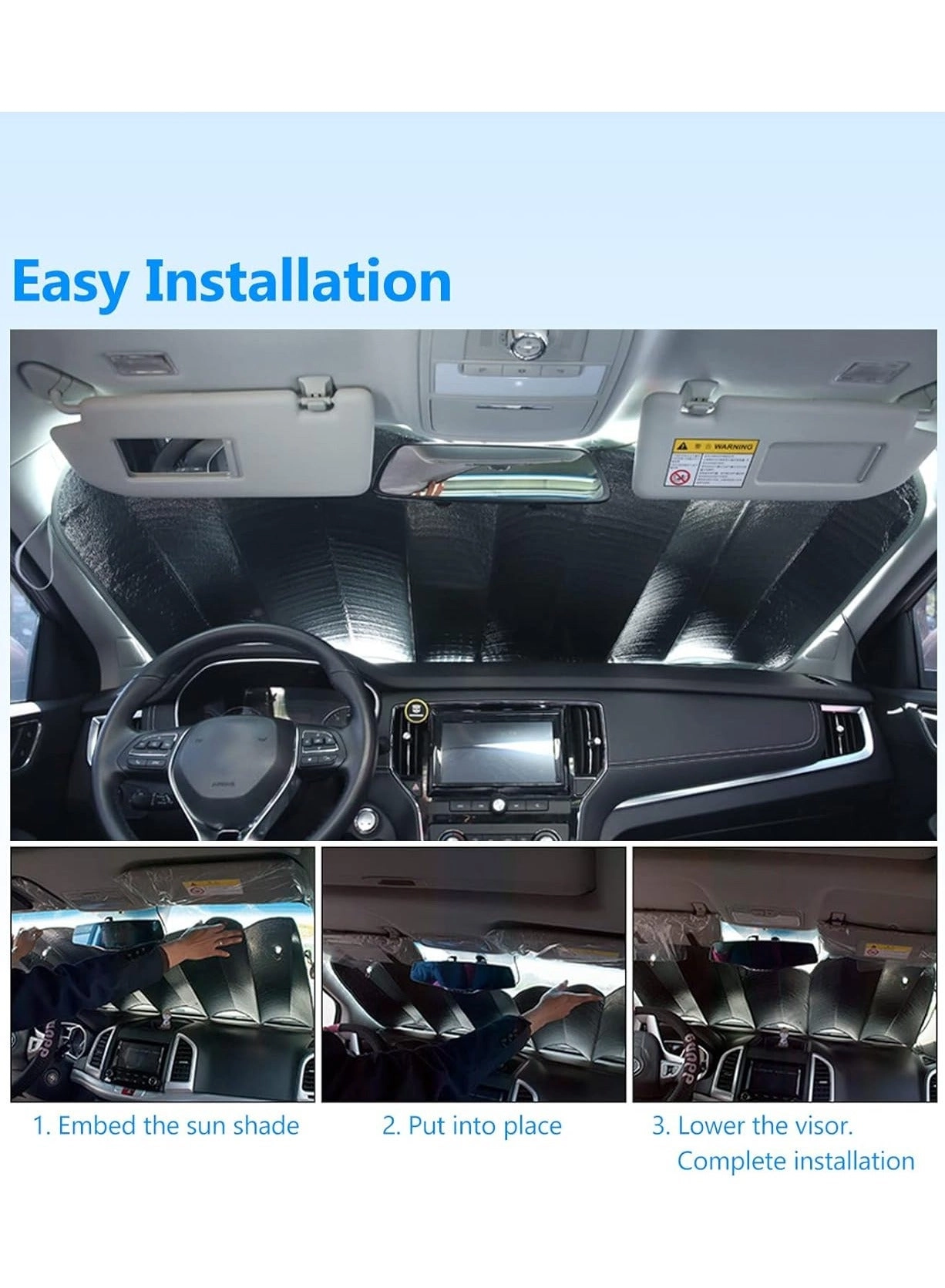 Windshield Sun Shade - Foldable 55 * 30 inches