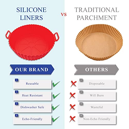 Air Fryer Silicone Liner - 2Pcs Silicone + Mitten - 1Pc + Magnetic Time Chart - 1Pc