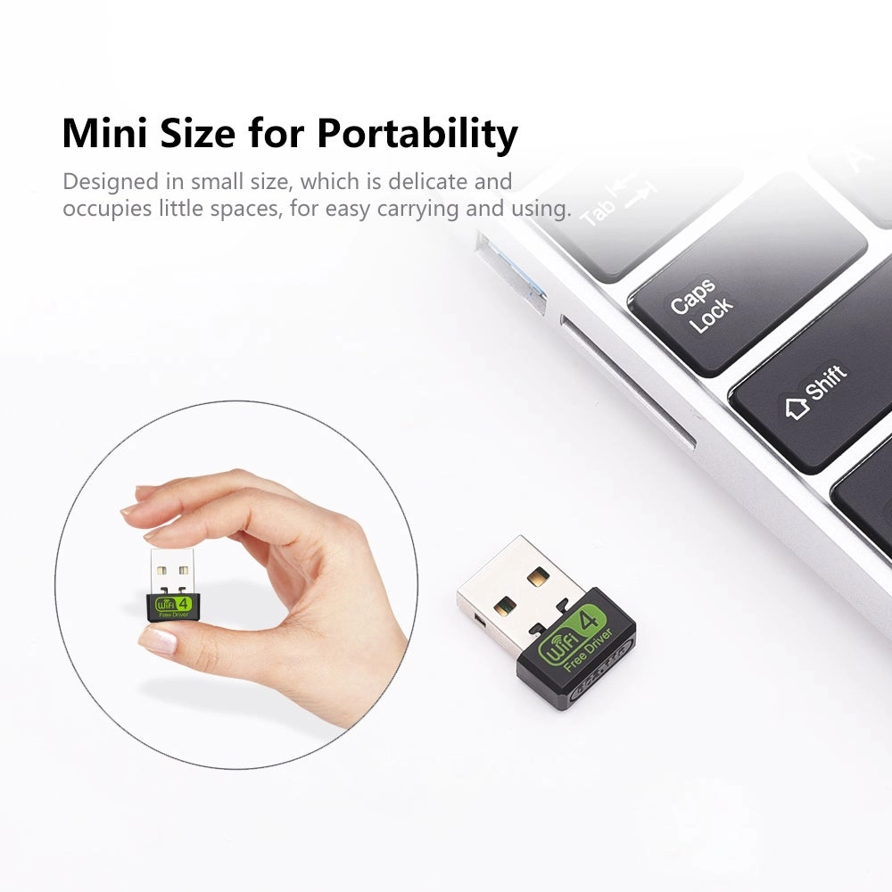 Mini USB WiFi Router Adapter - Black Plug and Play