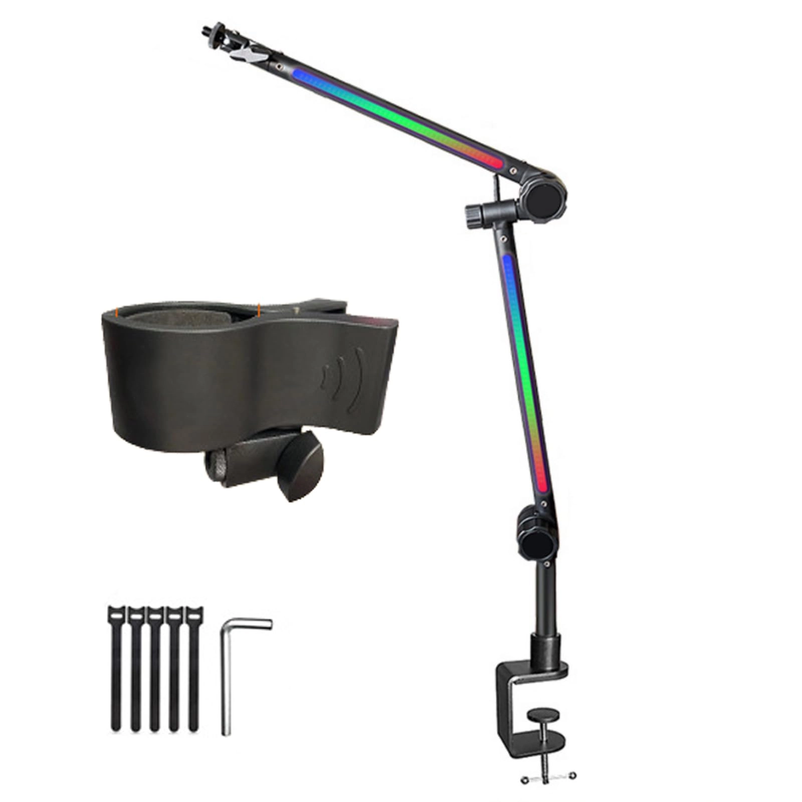 LED Microphone Arm Stand - Adjustable Boom 180Rotatable LED Lighting