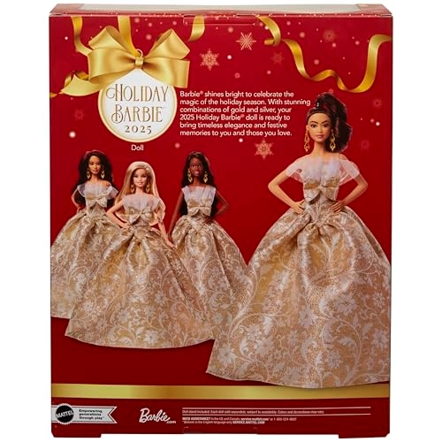 Barbie Signature 2025 Holiday - Light Brown Hair Silver & Gold Gown Ages 6+
