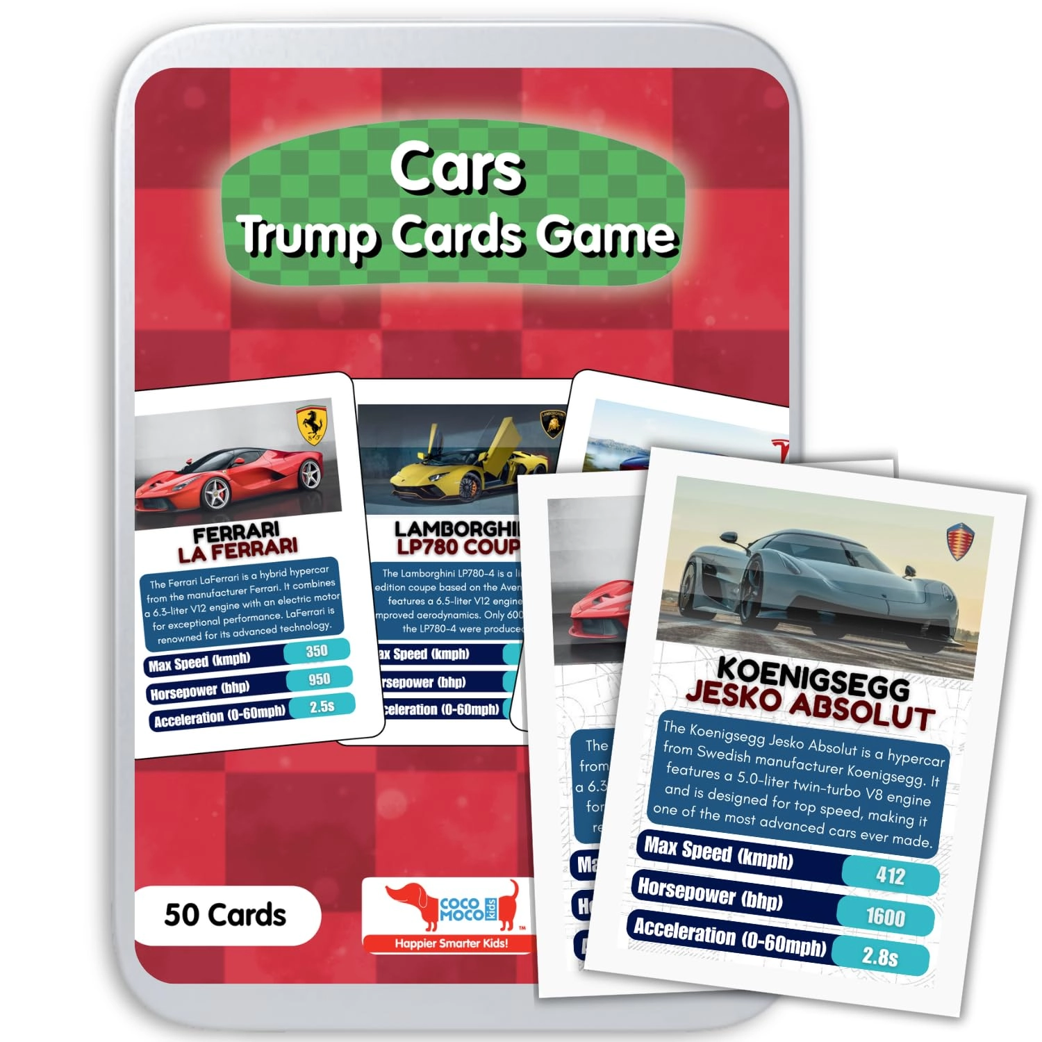 COCOMOCO KIDS Cars Trump Cards - 6+ 50 pieces