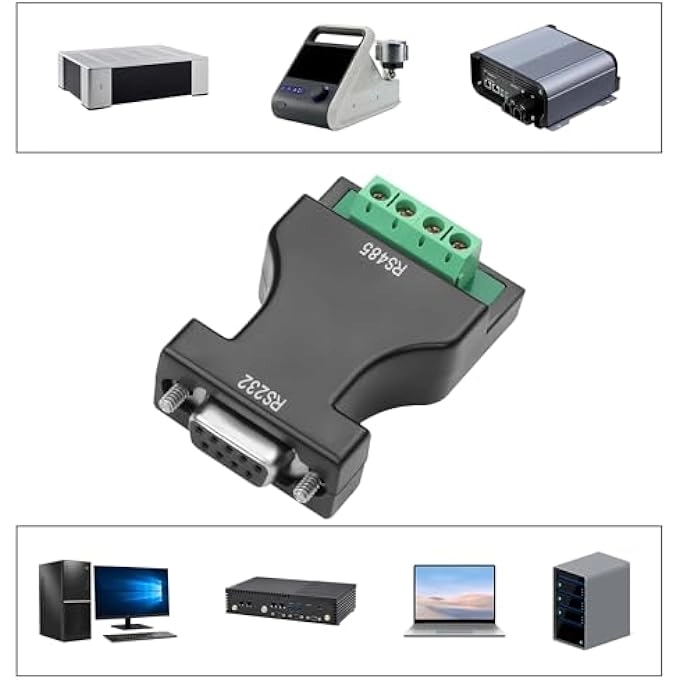 RS232 TO RS485 SERIAL DATA COMMUNICATION CONVERTER ADAPTER - DB9 FEMALE 4-PIN TERMINAL BLOCK
